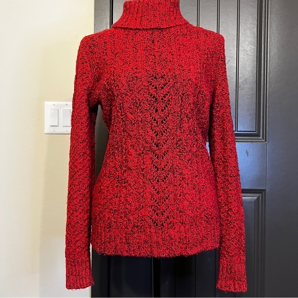 Lands’ End Red Turtleneck Sweater, Size Small
